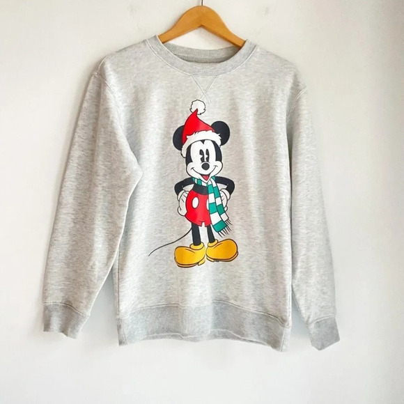 Mickey Mouse christams Holiday Theme Grey Sweatshirt M/L - Picture 1 of 4